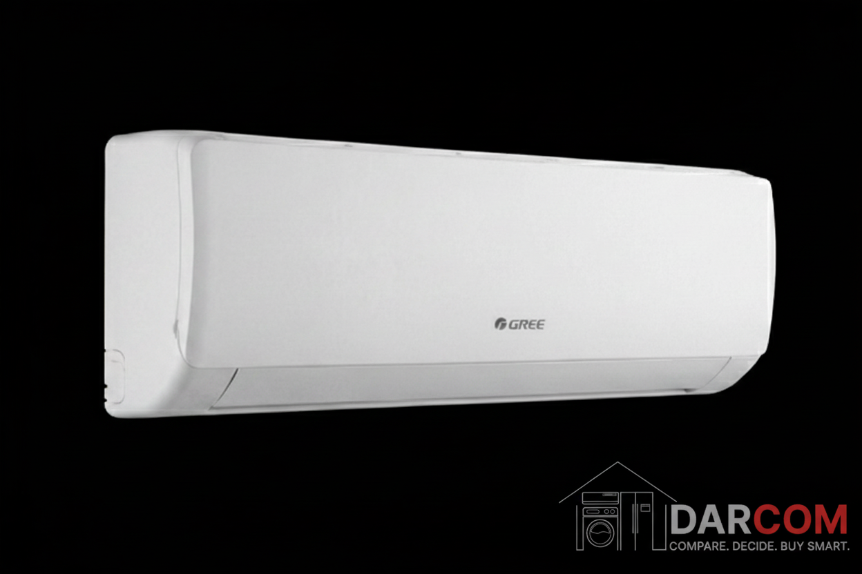 Gree AC Unit on Dark Background with DARCOM Logo