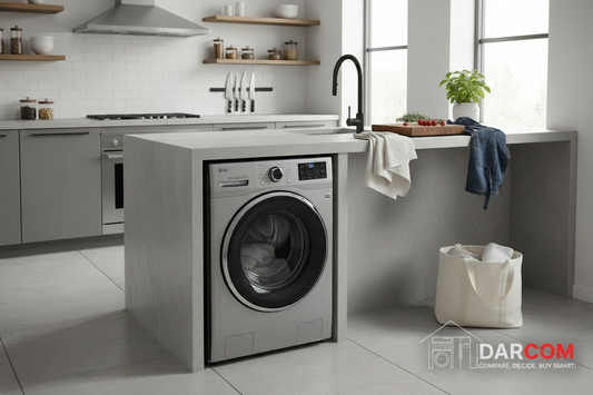 LG AI Direct Drive Washing Machine Lifestyle with DARCOM Logo