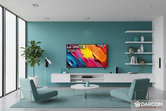 LG QNED TV with DARCOM logo - Living Room