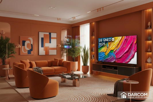 LG QNED TV with DARCOM logo - Living Room