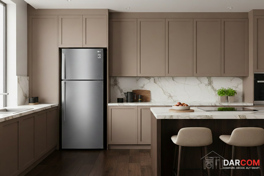 LG Refrigerator Dusty Brown Kitchen with Darcom Logo