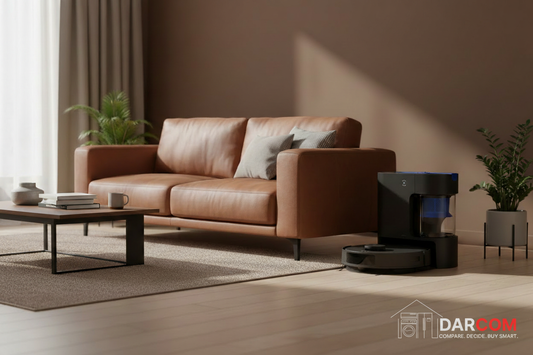 Living room with DARCOM logo