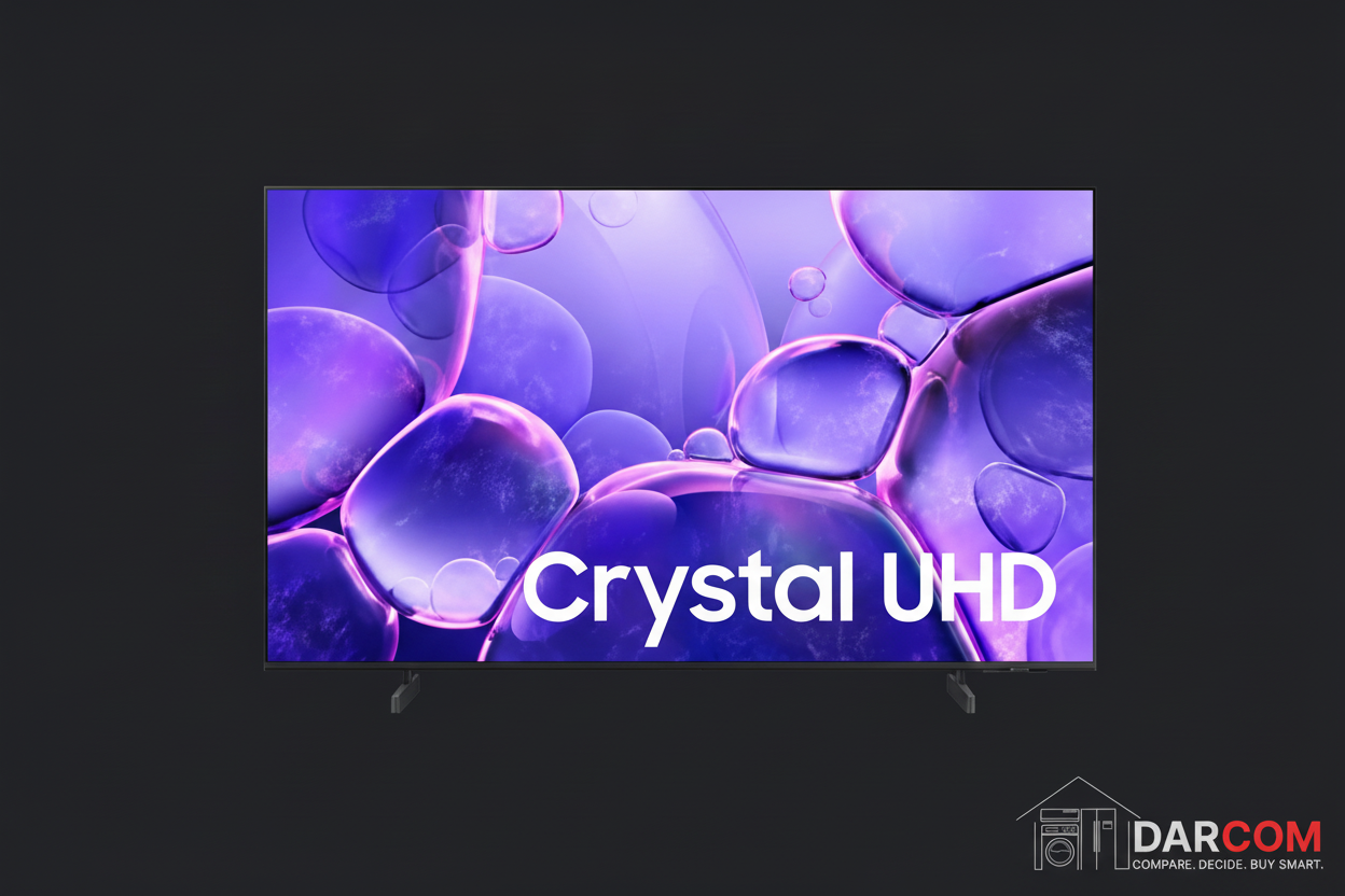 Samsung 50" TV with DARCOM logo - Dark Background