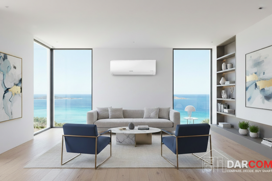Samsung AC in Luxury Living Room with DARCOM Logo
