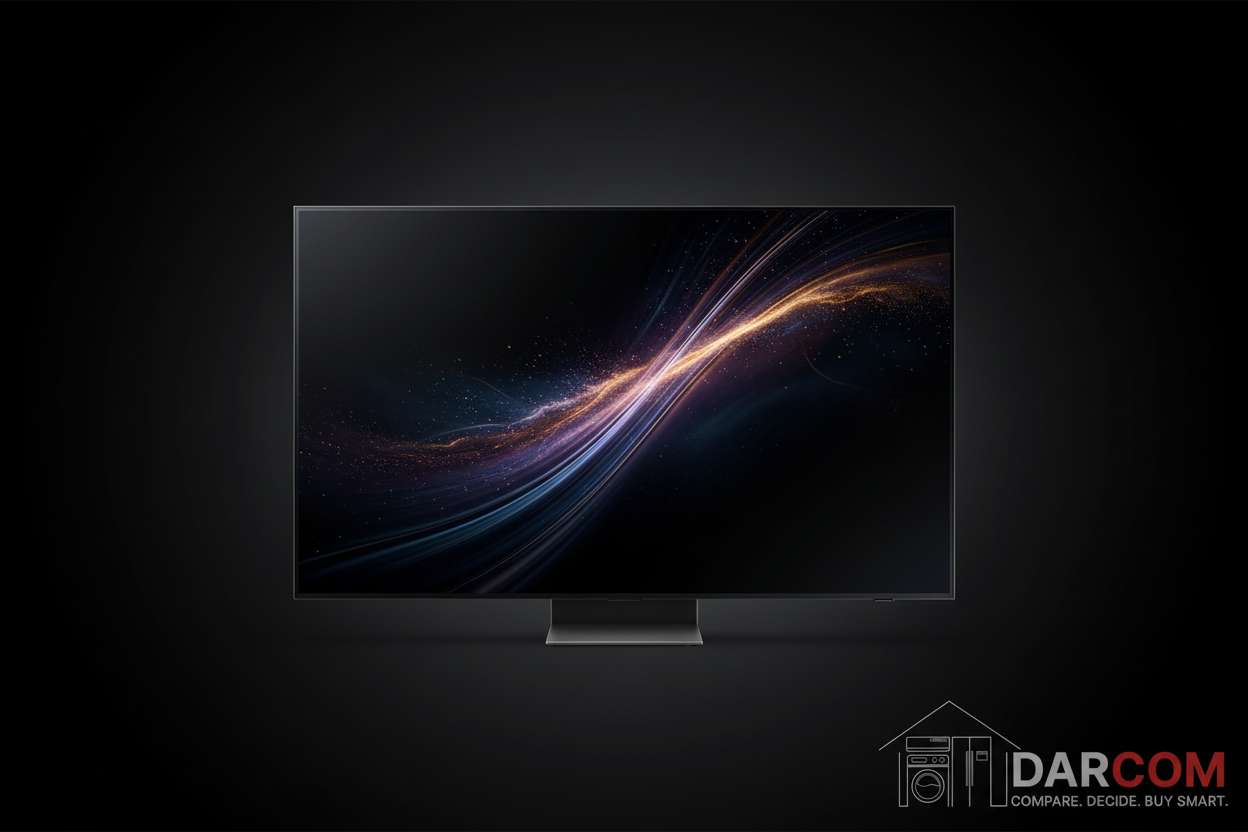 Samsung Neo QLED 8K TV - Clean Dark Theme with DARCOM Logo
