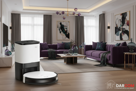 Tapo RV10 Plus Alexandrite Living Room with DARCOM Logo