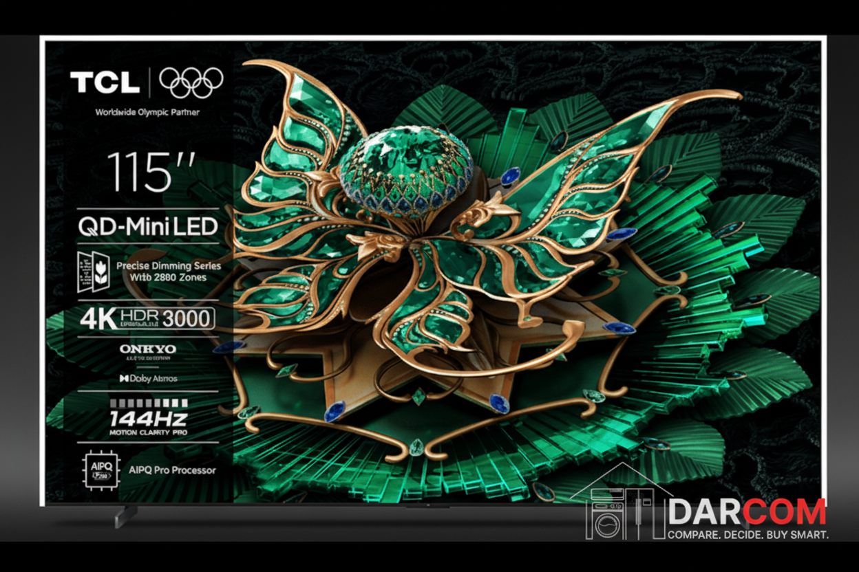 TCL 115" TV with DARCOM logo