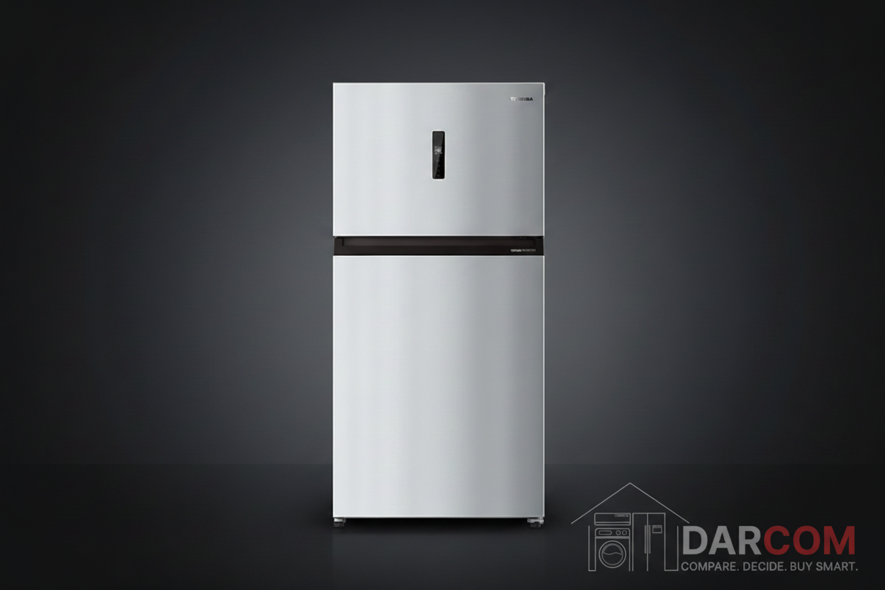 Toshiba Refrigerator - Dark Background with DARCOM Logo