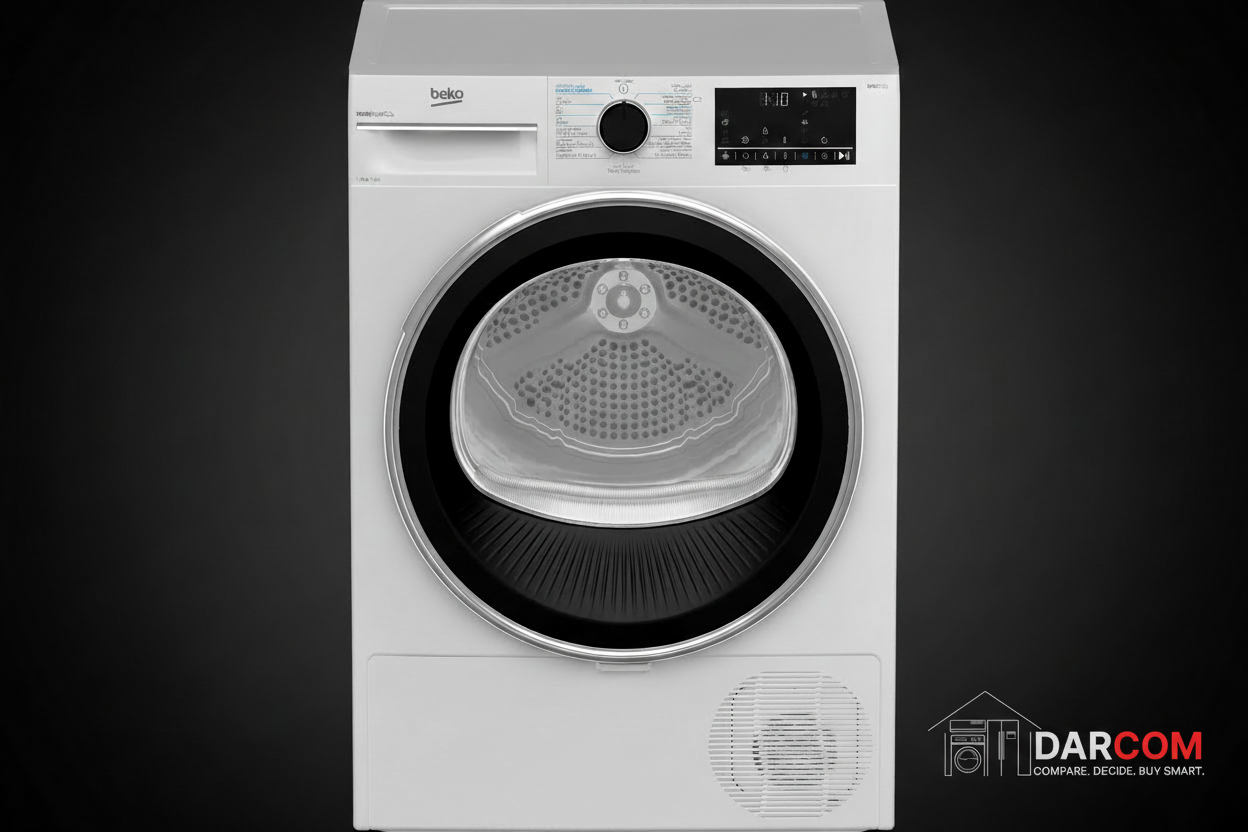 Beko Dryer Dark Background with DARCOM Logo
