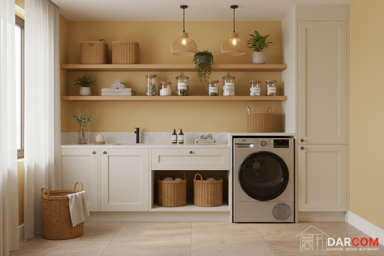 Beko Manhattan Grey Dryer Lifestyle Unmellow Yellow with DARCOM Logo