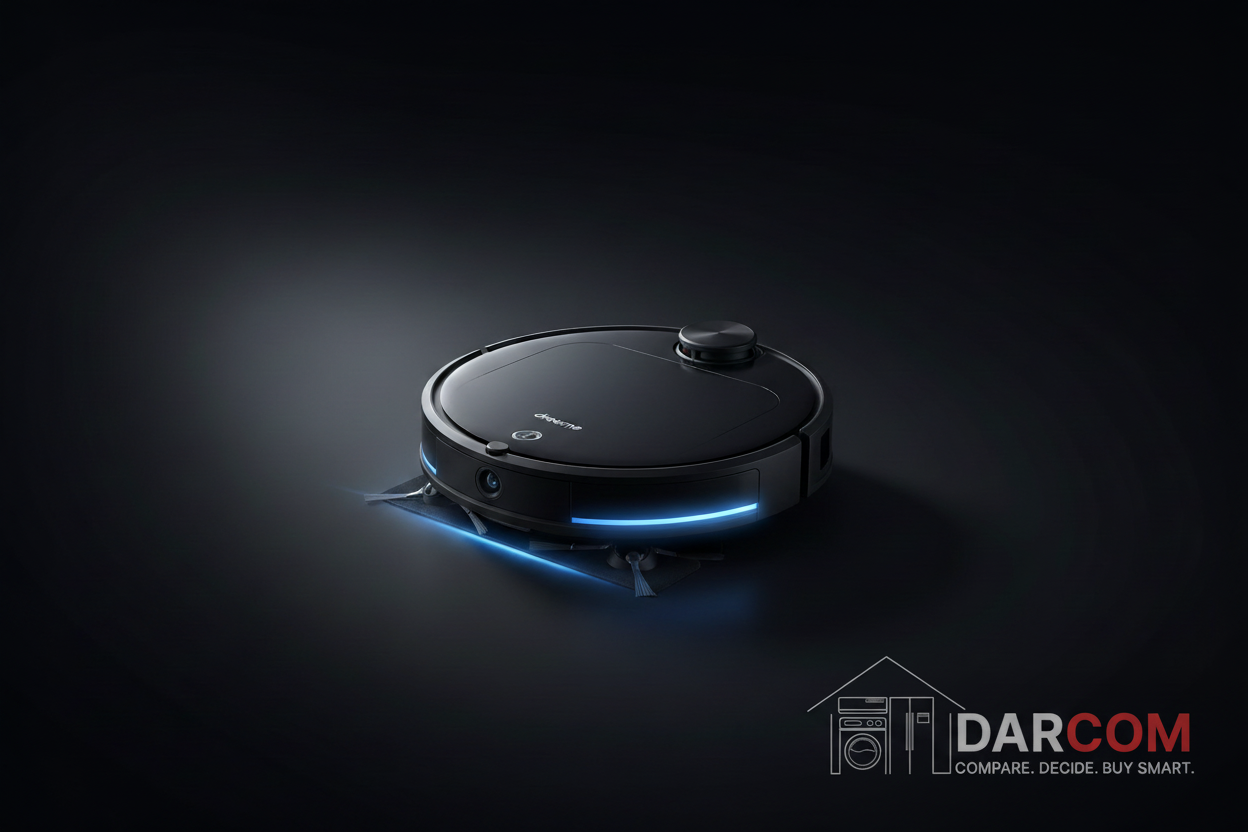 Dreame Robot Vacuum with DARCOM Logo - Dark Product Shot