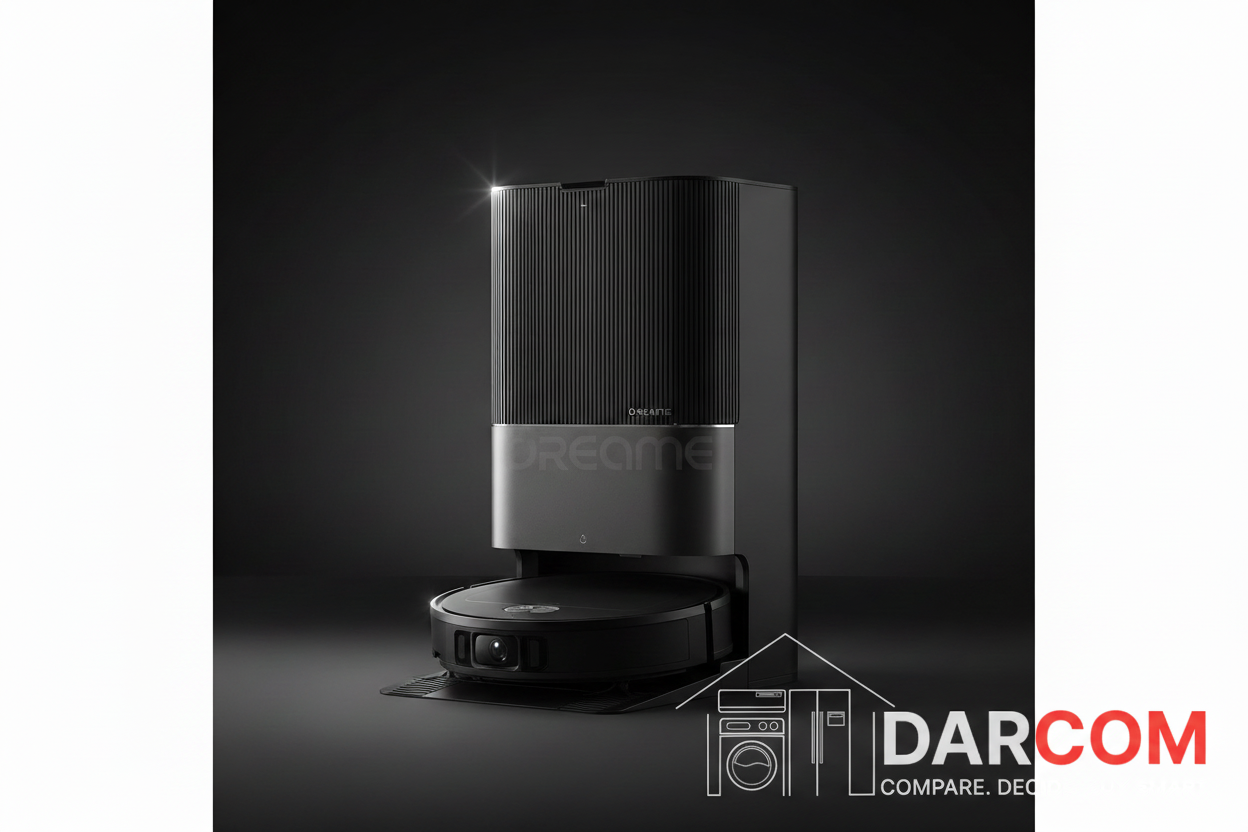 Dreame X50 Ultra with DARCOM Logo - Dark Background