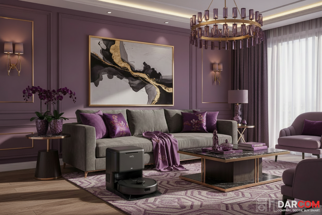 eufy L60 Purple Living Room with DARCOM Logo