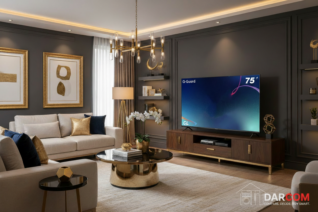 Gold Living Room with DARCOM Watermark