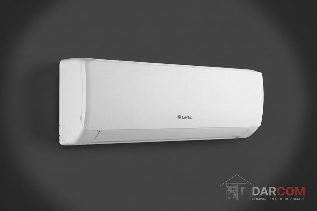 Gree AC Unit on Dark Background with DARCOM Logo