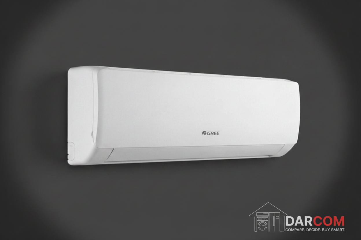 Gree AC Unit on Dark Background with DARCOM Logo