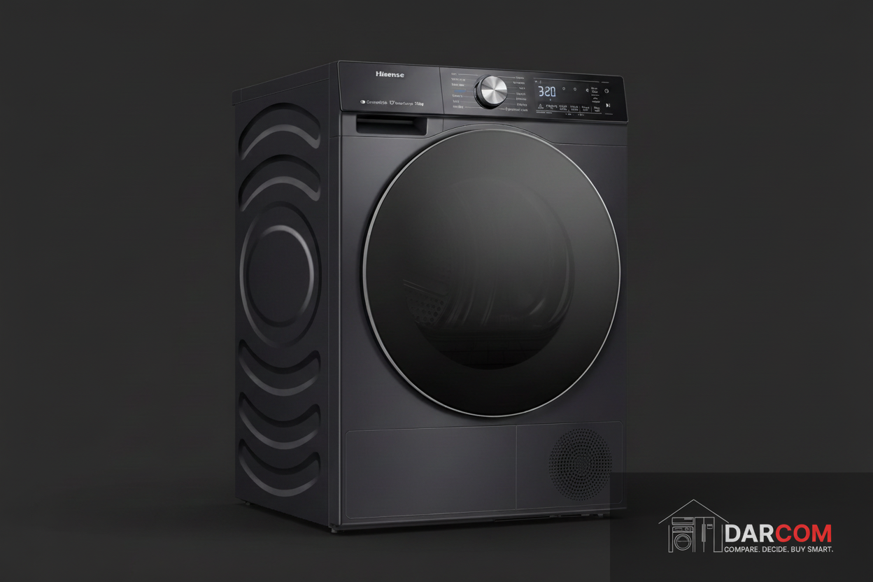 Hisense Dryer Dark Background with DARCOM Logo