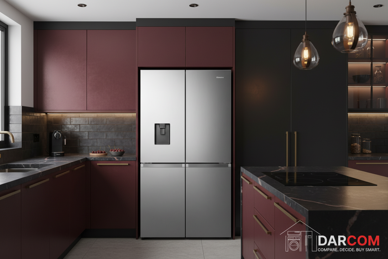 Hisense Refrigerator in Dragon Blood Kitchen with DARCOM Logo