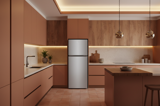 Hisense Silver Refrigerator Luxury Warm Terracotta Setting