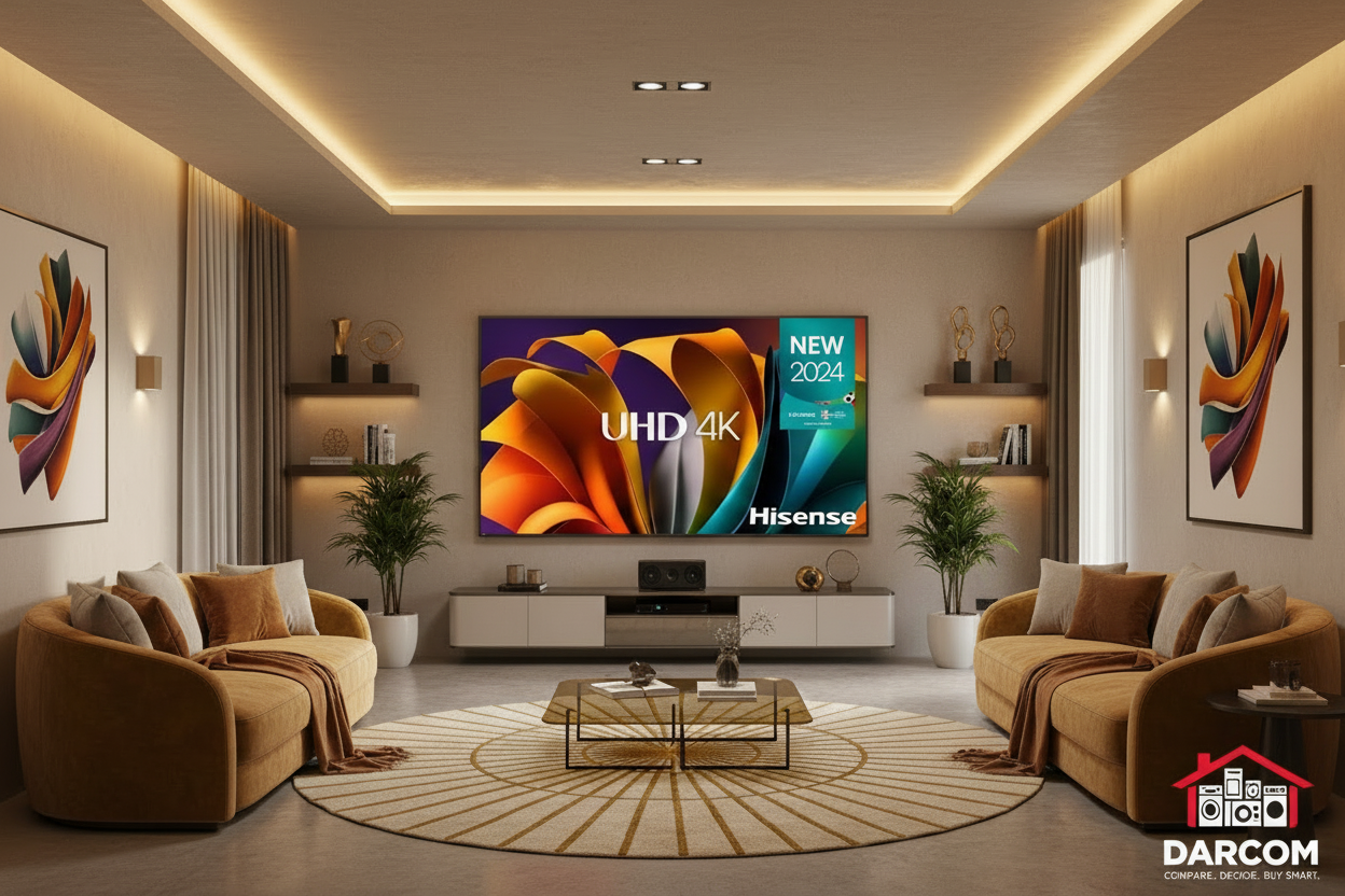 Hisense TV with DARCOM logo - Living Room