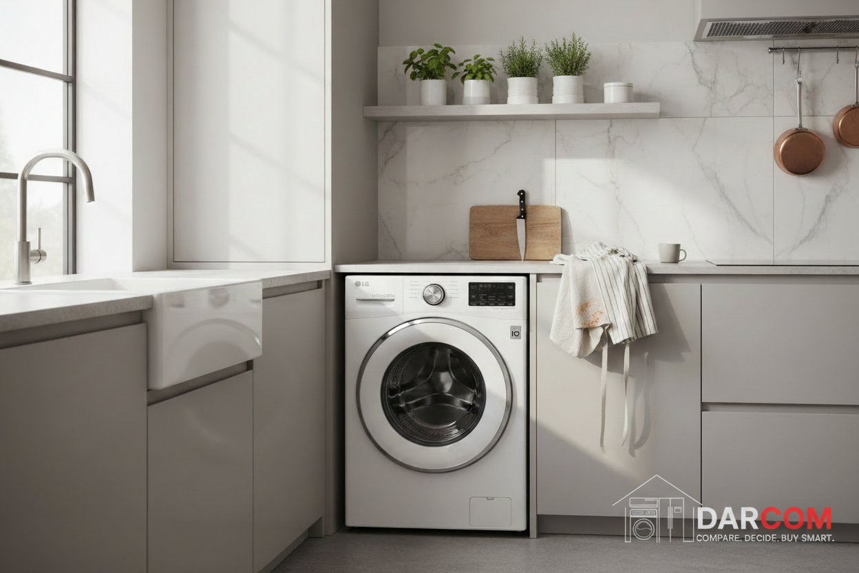 LG 9kg Washing Machine Lifestyle with DARCOM Logo