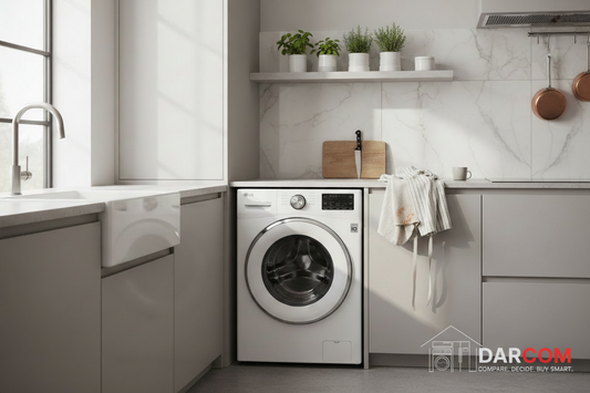 LG 9kg Washing Machine Lifestyle with DARCOM Logo