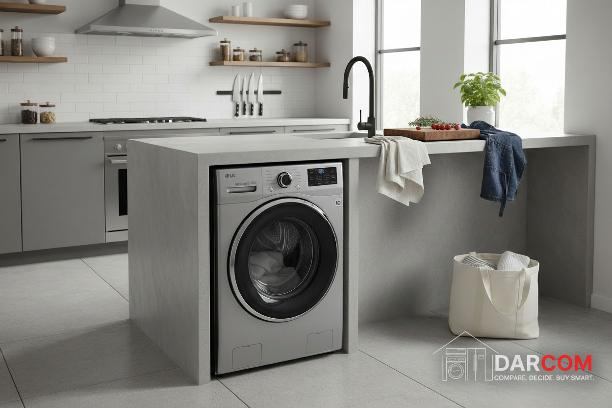 LG AI Direct Drive Washing Machine Lifestyle with DARCOM Logo