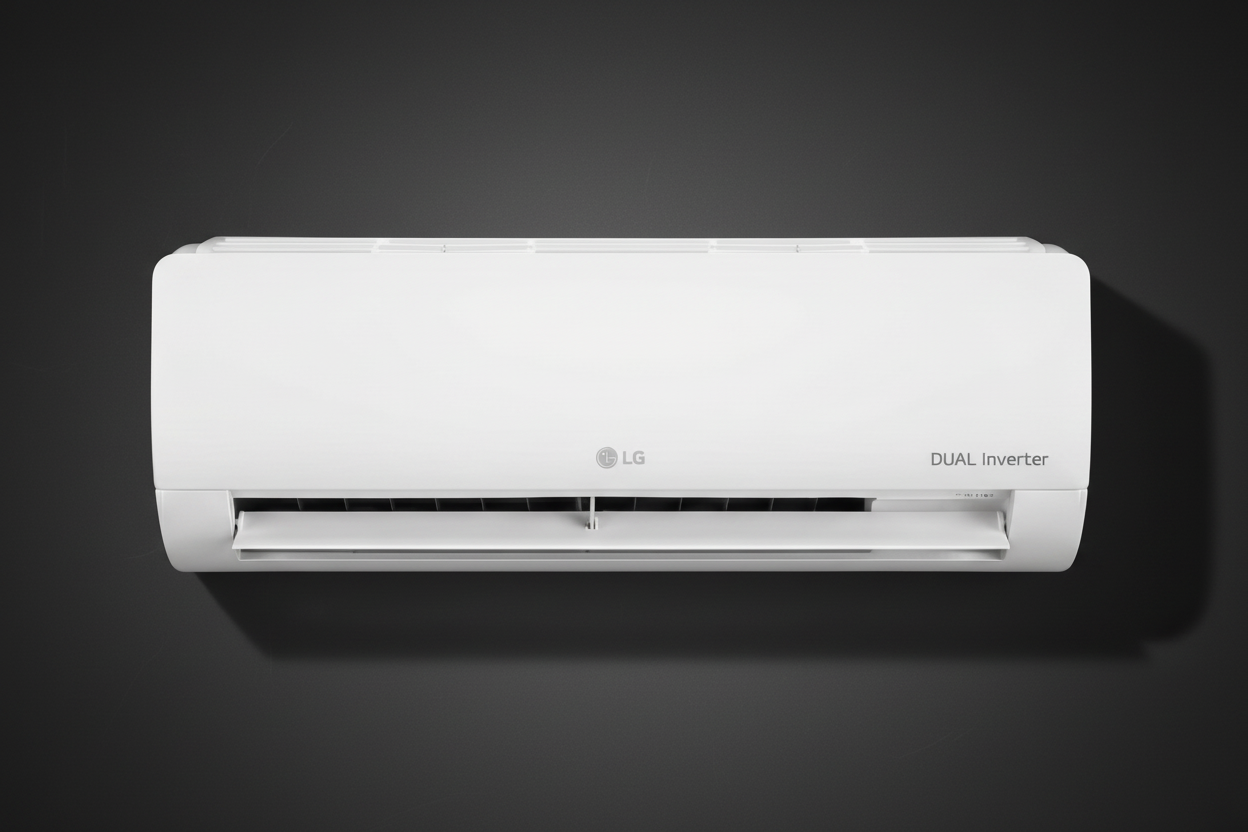 LG air conditioner on dark background