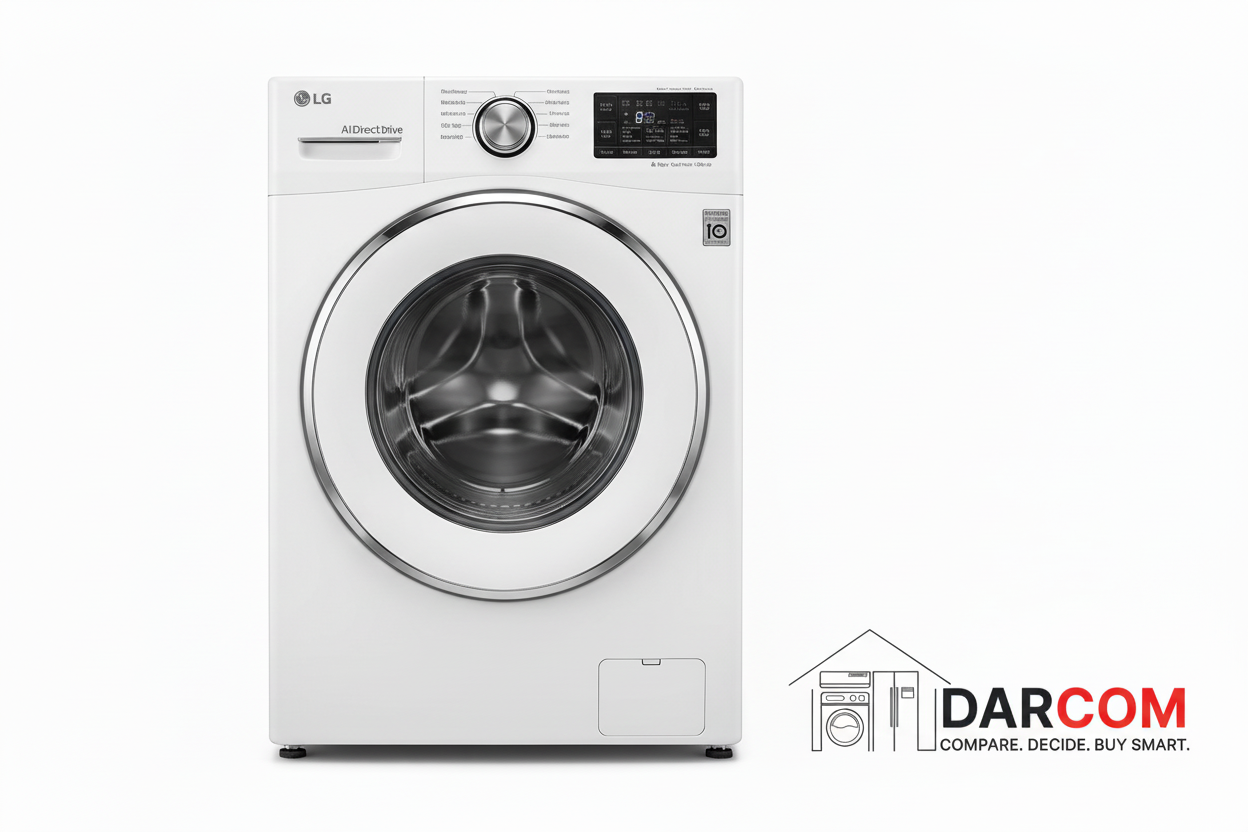 LG F4V5VYP0W Product Photo with DARCOM Logo