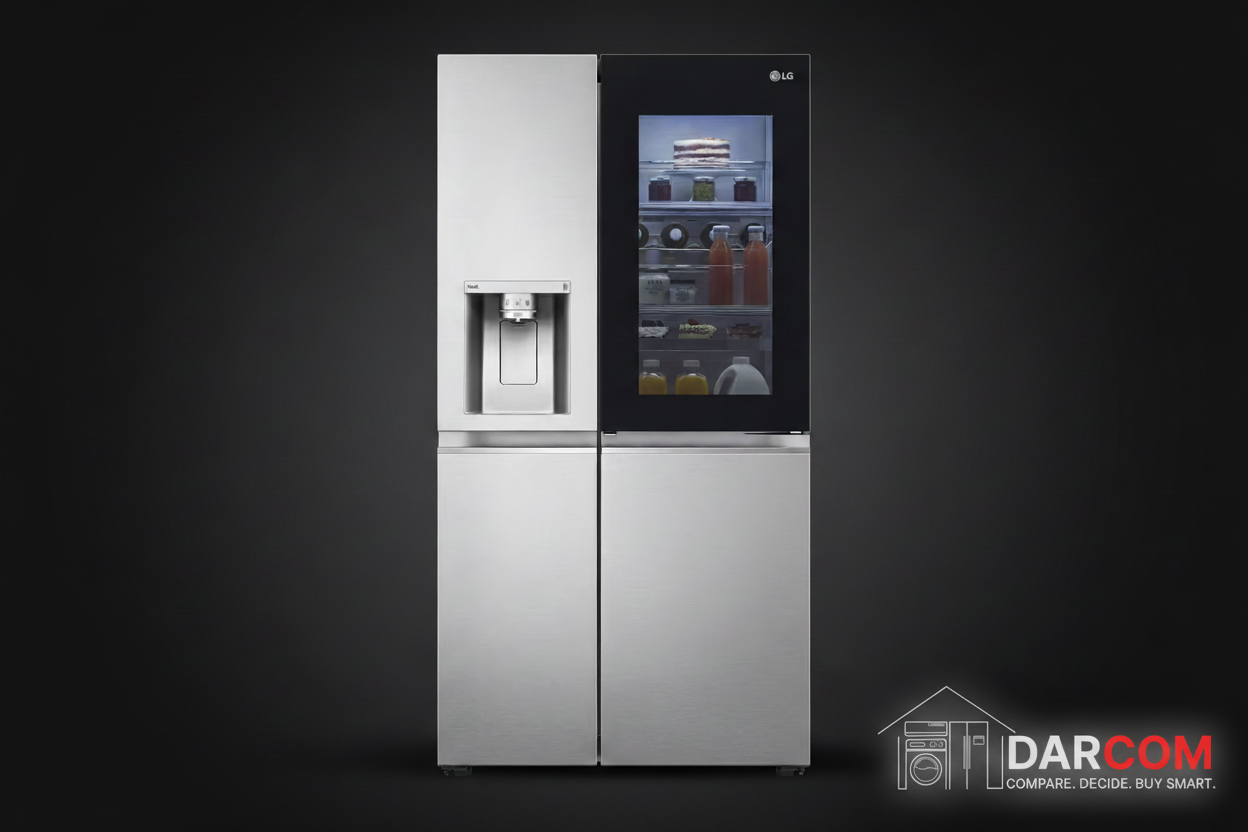 LG InstaView Refrigerator Dark Luxury with Darcom Logo