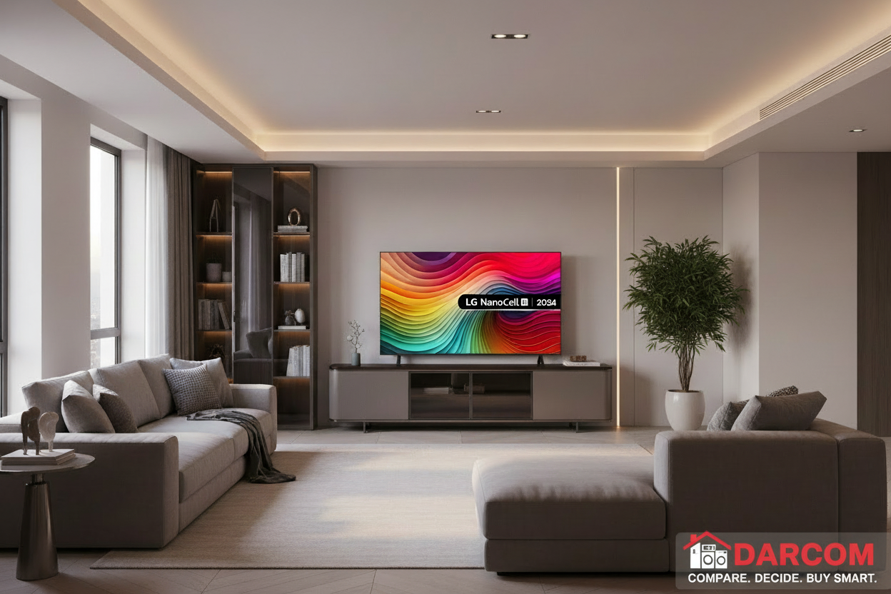 LG NanoCell TV with DARCOM logo - Living Room