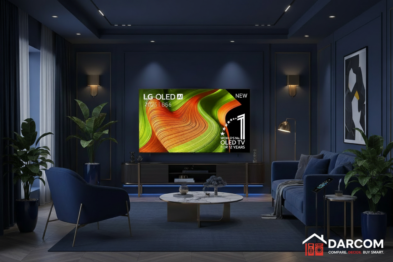 LG OLED TV with DARCOM logo - Living Room