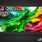 LG QNED MiniLED TV with DARCOM logo - Dark Background