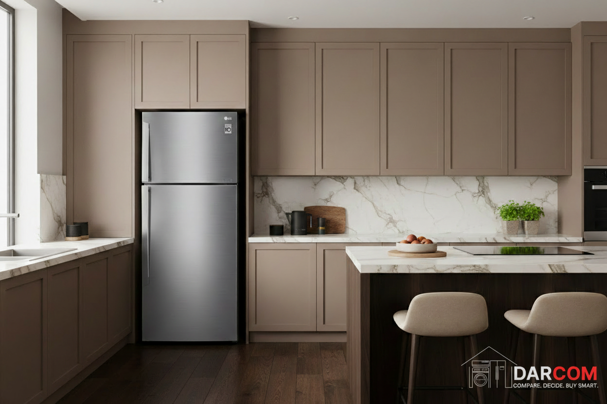 LG Refrigerator Dusty Brown Kitchen with Darcom Logo