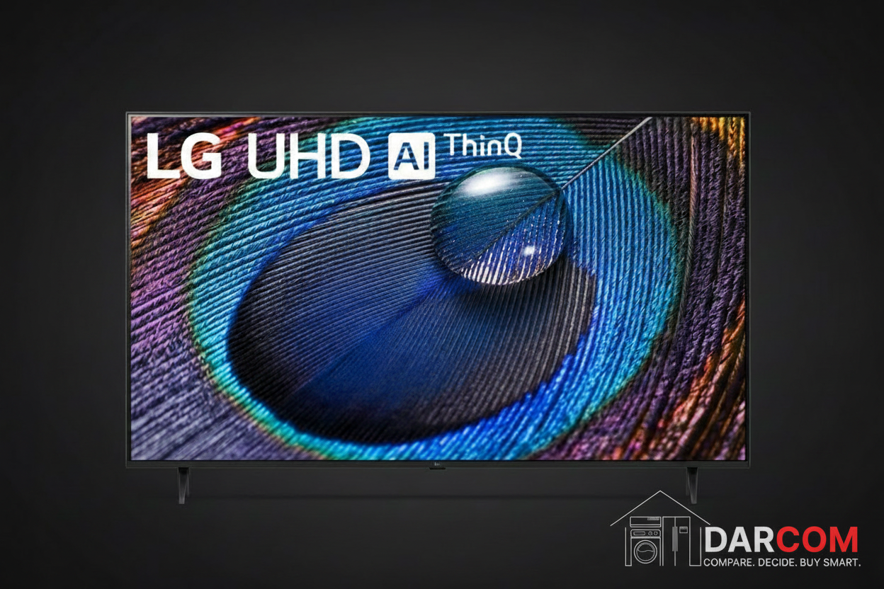 LG UHD TV with DARCOM logo - Dark Background