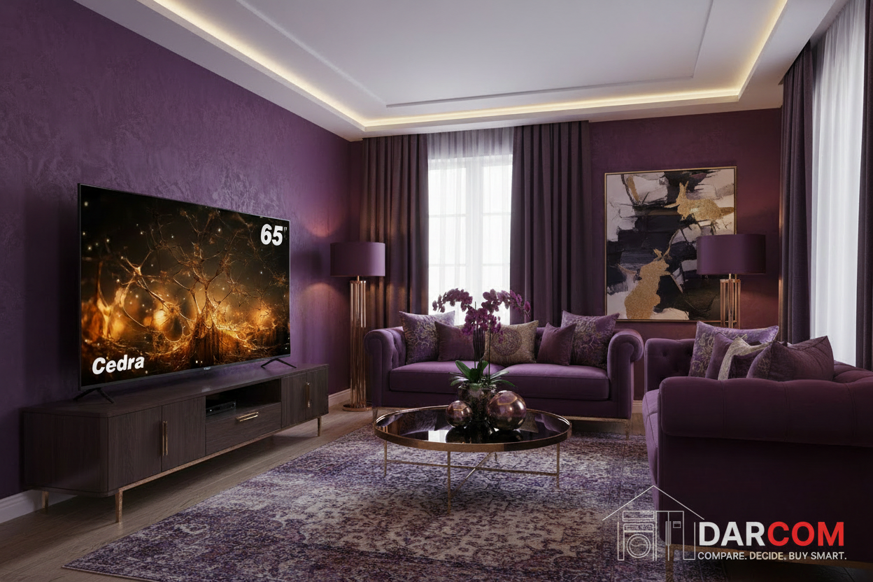 Lifestyle Tyrian purple room with DARCOM watermark