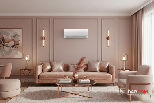 Midea AC Lifestyle Copper Rose Living Room with DARCOM Logo