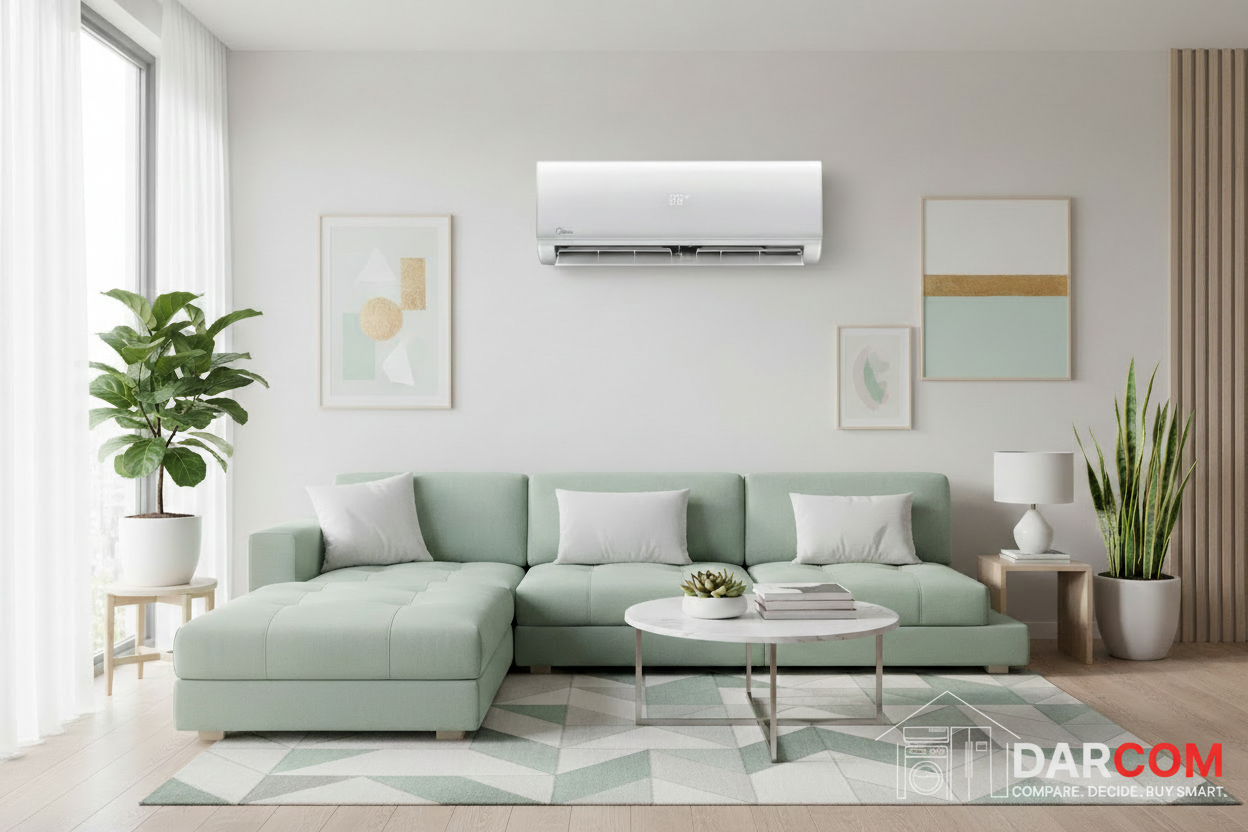 Midea AC Lifestyle Living Room with DARCOM Logo