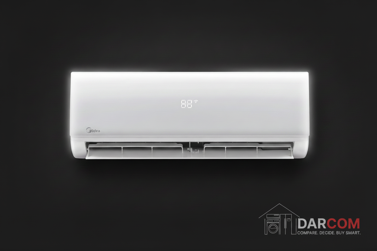 Midea AC Product Dark Background with DARCOM Logo