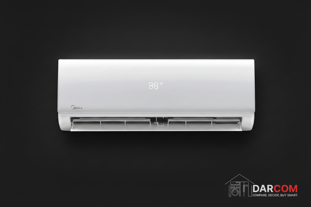 Midea AC Product Dark Background with DARCOM Logo