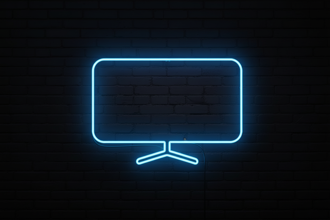 Professional neon TV illustration