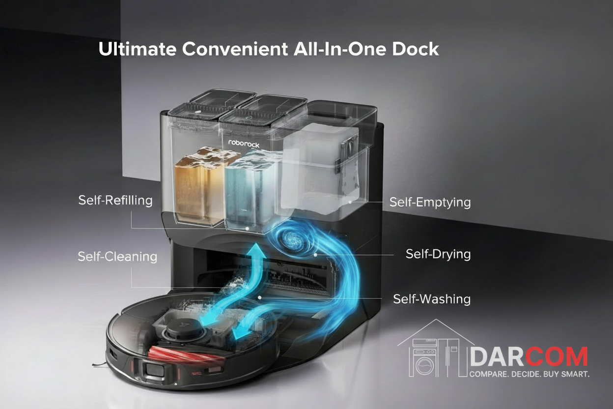 Roborock S8 Pro Ultra Technical Diagram with DARCOM logo