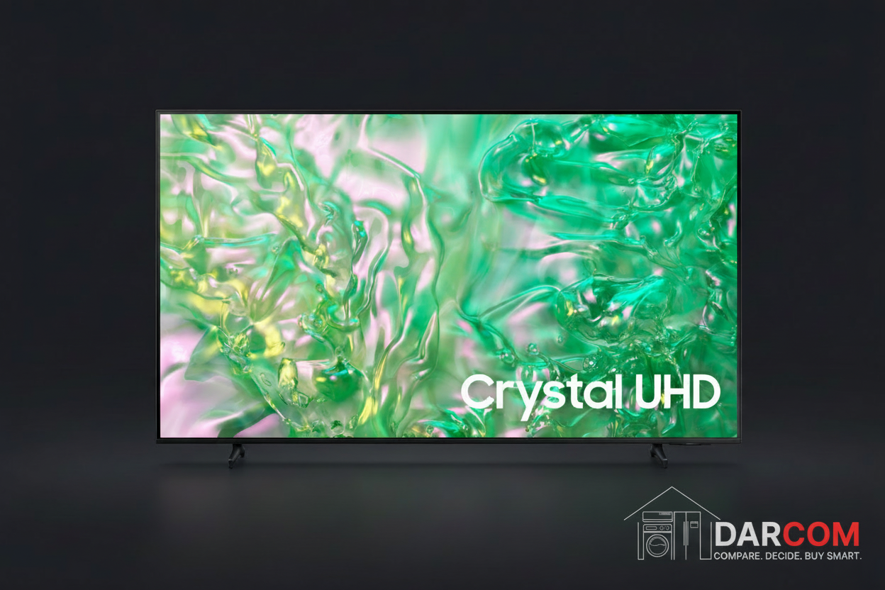 Samsung 50" TV with DARCOM logo - Dark Background