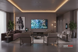 Samsung 85" QLED TV with DARCOM logo - Living Room