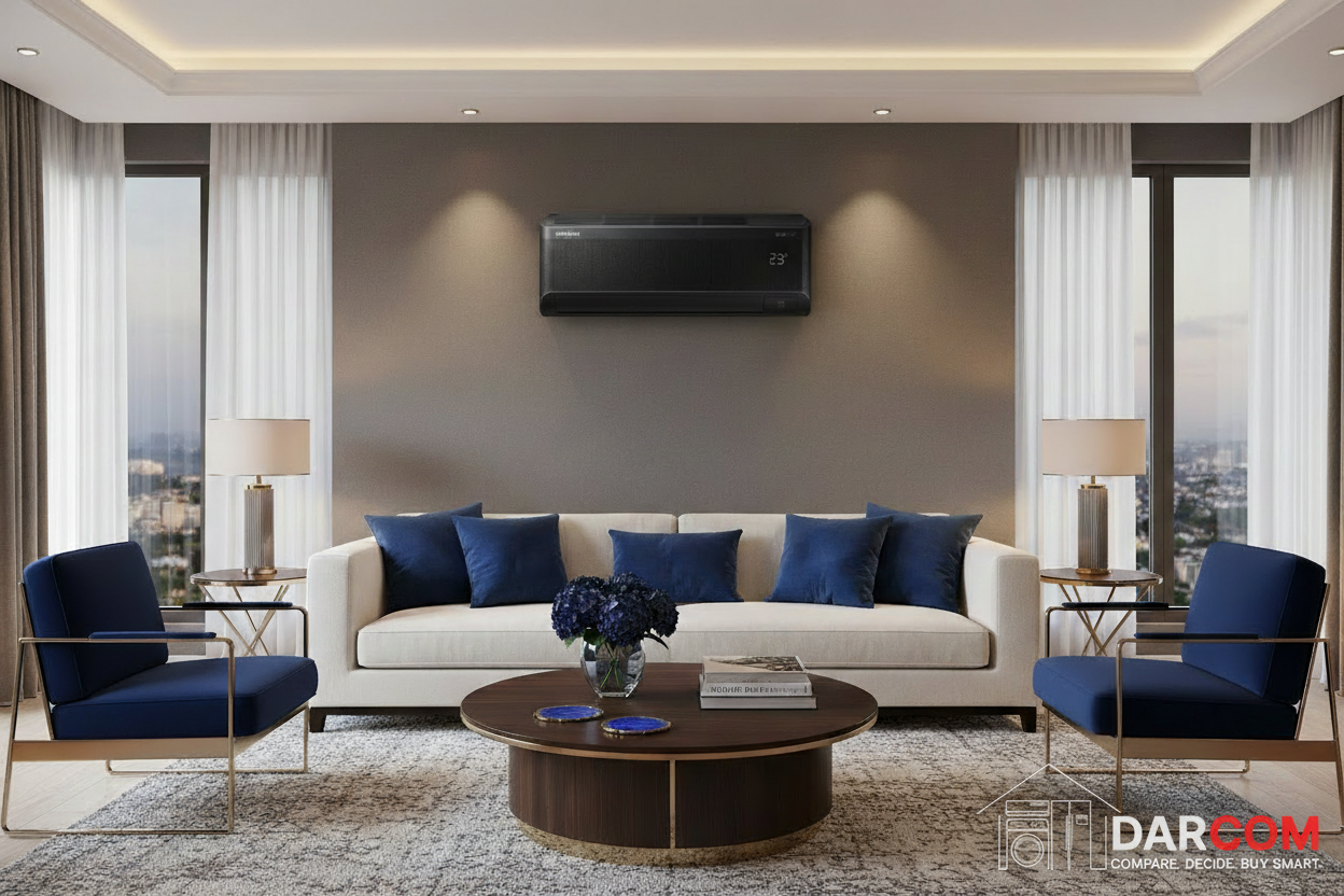 Samsung AC in Sapphire Living Room with DARCOM Logo