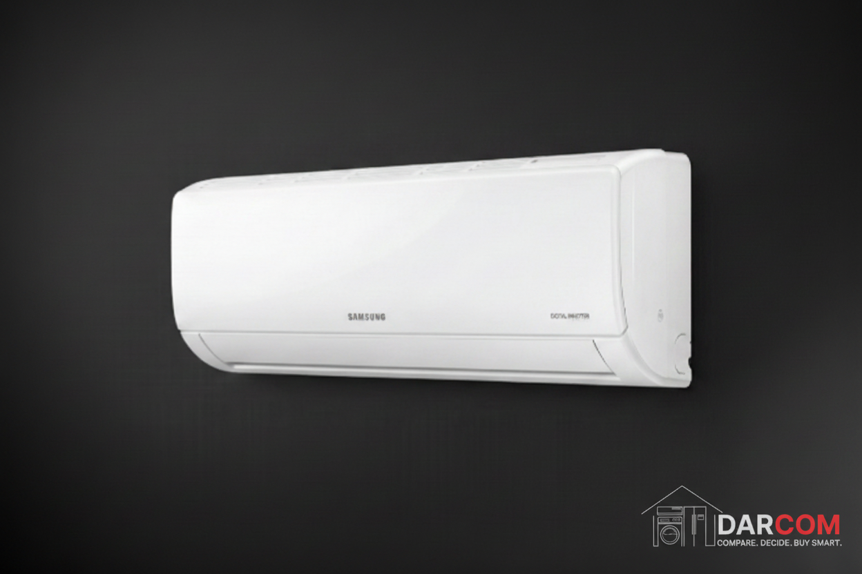 Samsung AC Unit on Dark Background with DARCOM Logo