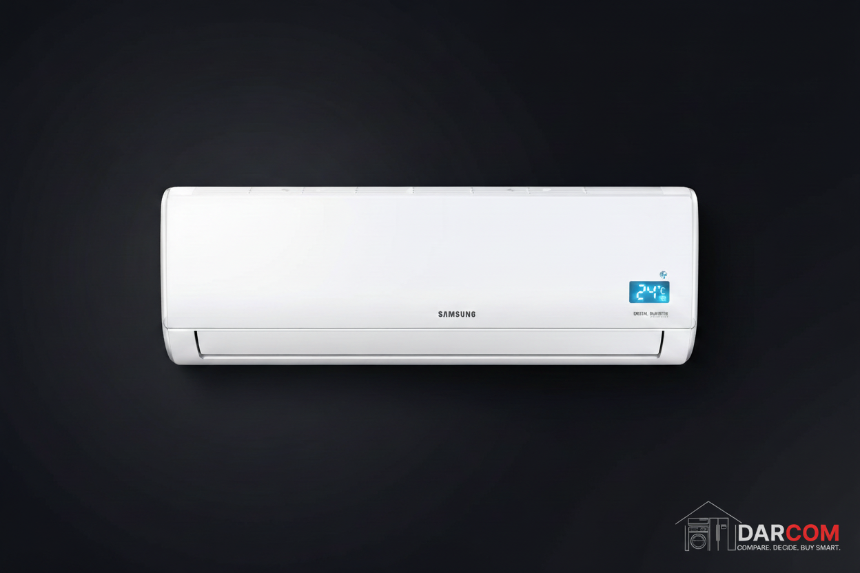 Samsung Air Conditioner on Dark Background with DARCOM Logo