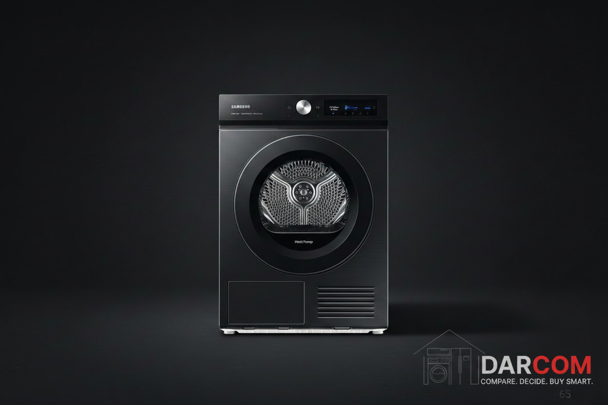 Samsung Black Dryer Dark with DARCOM Logo