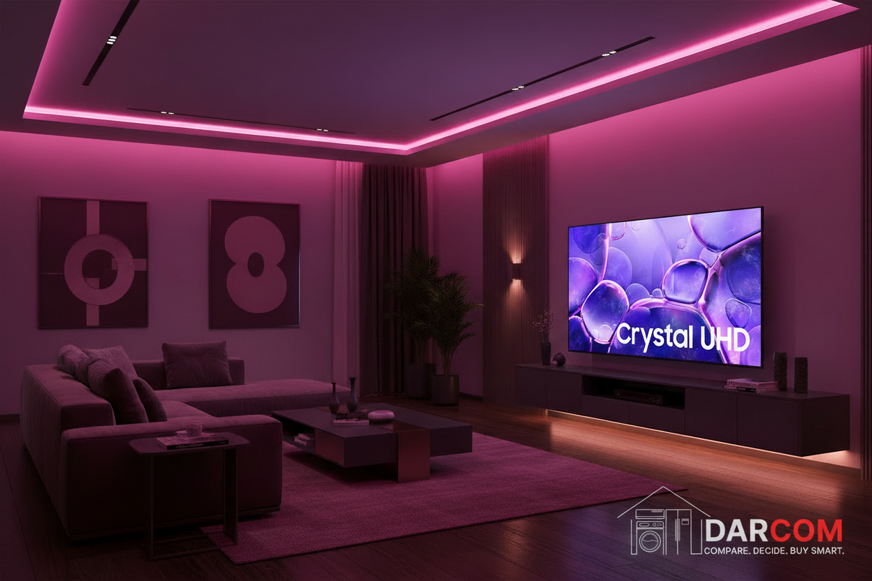 Samsung Crystal UHD with DARCOM logo - Lifestyle