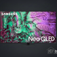 Samsung Neo QLED TV with DARCOM logo - Dark Background